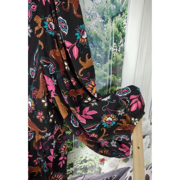 Torrid Size 3 3X Dress Novelty Print Tropical Jungle Floral Cheetah Whimsical - Picture 5 of 8